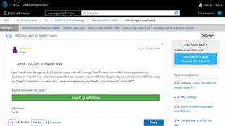 Solved: HBO Go sign in doesn't work - AT&T Community