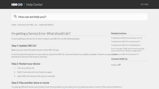 I'm getting a Service Error. What should I do? – HBO GO