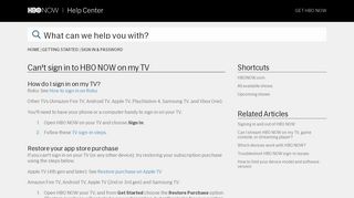 Can't sign in to HBO NOW on my TV - HBO NOW | Help Center