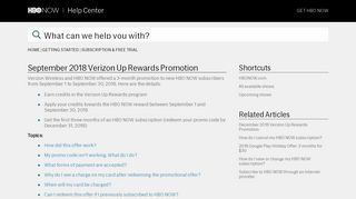 September 2018 Verizon Up Rewards Promotion - HBO NOW | Help ...