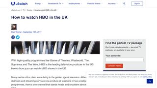 How to watch HBO in the UK - uSwitch.com