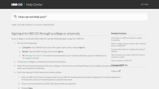 Signing in to HBO GO through a college or university – HBO GO