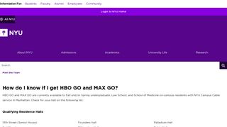 HBO GO: Frequently Asked Questions - NYU