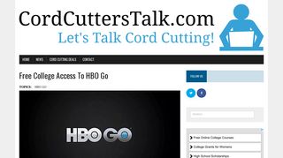 Free College Access To HBO Go – Cord Cutters Talk