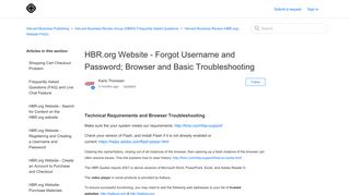 HBR.org Website - Forgot Username and Password; Browser and ...