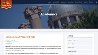 Username and Password Help – Academics - Houston Baptist University