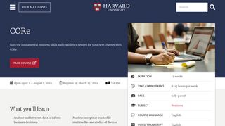 CORe - Harvard Online Courses - Harvard University