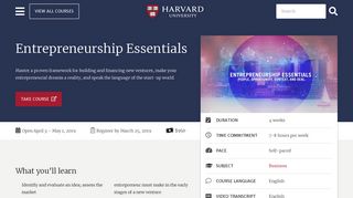 HBX Entrepreneurship Essentials | Harvard Online Learning Portal