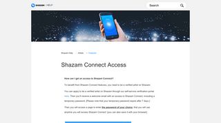 Shazam Connect access – Shazam Help