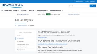 For Employees | HCA West Florida Division | Palm Harbor, FL