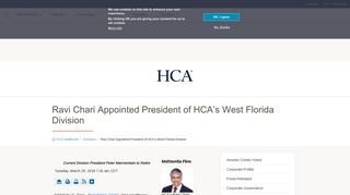 Ravi Chari Appointed President of HCA's West Florida Division ...