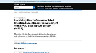 Mandatory Health Care Associated Infection Surveillance - Gov.uk