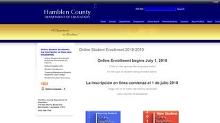 Online Student Enrollment 2018-2019 - Hamblen County Schools