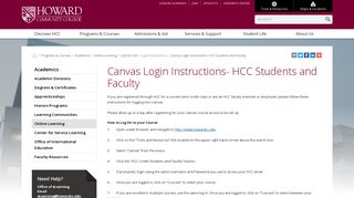 Canvas Login Instructions- HCC Students and Faculty | Howard ...