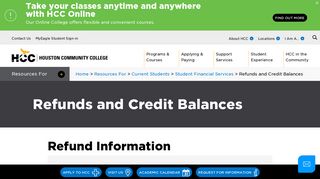 Refunds and Credit Balances | Houston Community College - HCC