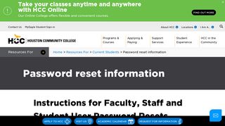 Password reset information | Houston Community College - HCC