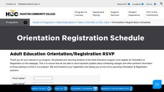 Orientation Registration Schedule | Houston Community College - HCC