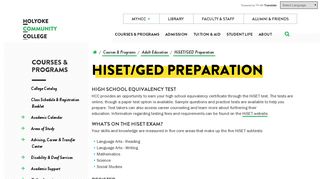 HiSET/GED Preparation | Holyoke Community College