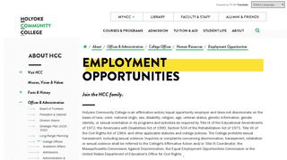Employment Opportunities | Holyoke Community College