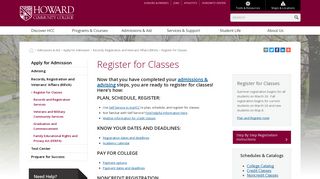 Register for Classes | Howard Community College