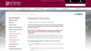 Password Services | Howard Community College
