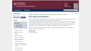 Howard Community College - HCC Login ID and password