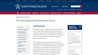 TSI and Approved Assessment Scores - Lone Star College