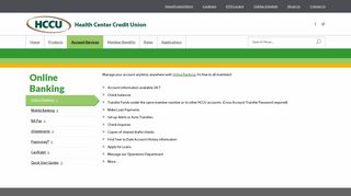 Online Banking - Health Center Credit Union