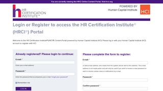 Login or Register to access the HR Certification Institute (HRCI) Portal ...