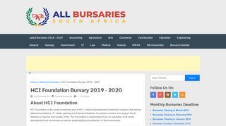 HCI Foundation Bursary 2019 – 2020 – All Bursaries South Africa