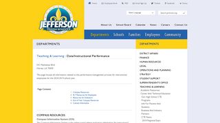 Data/Instructional Performance - Jefferson Parish Public School System