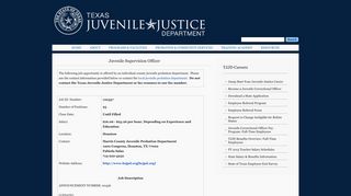 Juvenile Supervision Officer - Texas Juvenile Justice Department