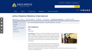 HCL Healthcare: Johns Hopkins Medicine International