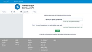 My Account - Howard County Library System