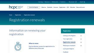 Registration renewals - HCPC