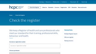 HCPC - Check the Register