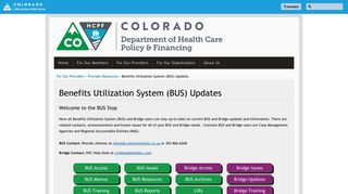 Benefits Utilization System (BUS) Updates | Colorado Department of ...