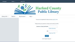 My Account - Harford County Public Library
