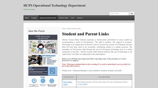 Student and Parent Links – HCPS Operational Technology Department
