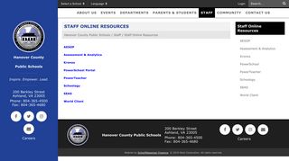 Staff Online Resources - Hanover County Public Schools