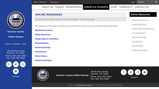 Online Resources - Hanover County Public Schools