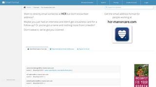 Email Address Format for hcr-manorcare.com (HCR) | Email Format