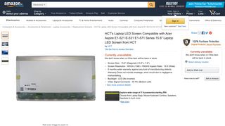 HCT's Laptop LED Screen Compatible with Acer Aspire E1-521 E ...