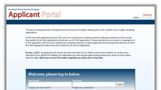 Applicant Portal - Log In