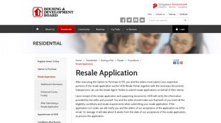 Resale Application - Housing & Development Board (HDB)