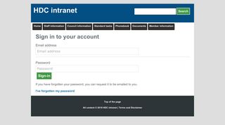 Sign in to your account | HDC intranet - Harborough District Council