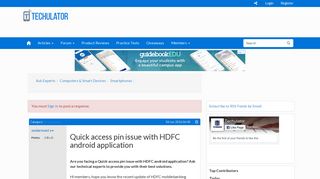 Quick access pin issue with HDFC android application - Techulator
