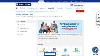 Regular Savings Account - HDFC Bank