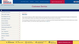 Customer Service | HDFC Credila