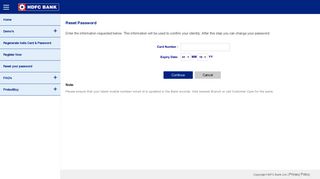 Reset your password - NetSafe - HDFC Bank